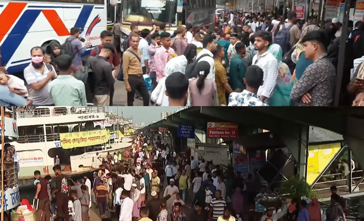 ঈদযাত্রায় ঘরমুখো মানুষের ঢল